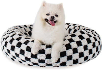 23 Inch Calming Dog Bed for Small Dogs Cats, Kitty Puppy Round Anti-Anxiety Warm Bed, Soft Cozy Anti-Slip Donut Washable Pet Bed, Fits up to 30 lbs Pets