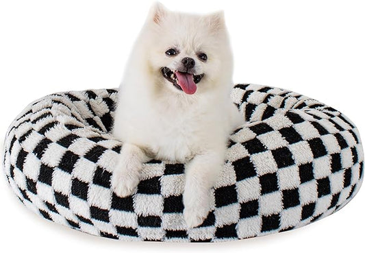 23 Inch Calming Dog Bed for Small Dogs Cats, Kitty Puppy Round Anti-Anxiety Warm Bed, Soft Cozy Anti-Slip Donut Washable Pet Bed, Fits up to 30 lbs Pets