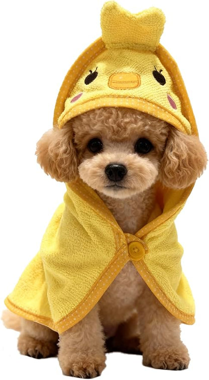 Dog Hooded Bathrobe Towel, Fast Drying Bath Towel Absorbent Warm Blanket Yellow L