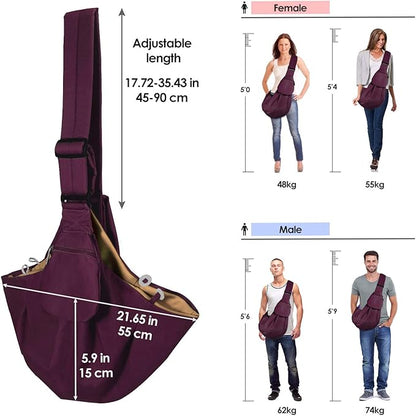 SlowTon Dog Carrier Sling - Thick Padded Shoulder Strap Adjustable Dog Carriers for Small Dogs, Puppy Carrier Purse for Pet Cat with Front Zipper Pocket Safety Belt Machine Washable, WR, L