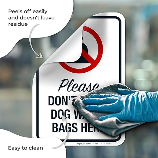 Please Don’t Leave Dog Waste Bags Here 10x7 Inches, 4 Mil Vinyl Decal Stickers Weather Resistant, Made in USA