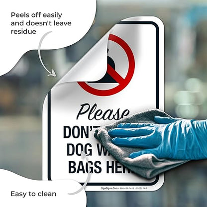 Please Don’t Leave Dog Waste Bags Here 10x7 Inches, 4 Mil Vinyl Decal Stickers Weather Resistant, Made in USA