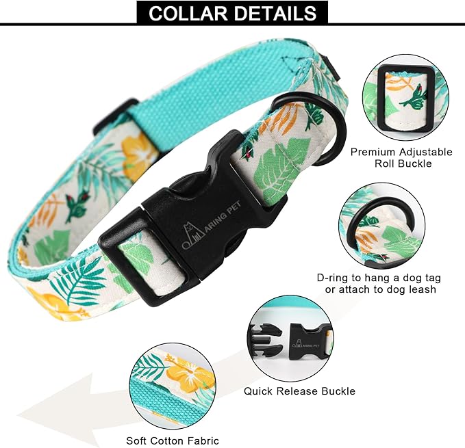 ARING PET Summer Dog Collar-Lightweight Dog Collar for Small Dogs, Adjustable Comfortable Cotton Dog Collars for Small Medium Large Dogs, Small