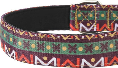 Reflective Dog Collar, Adjustable Soft Neoprene Padded Nylon Pet Collars with Buckle for Puppy and Small Dogs, Cats, Retro Geometric Flowers,S