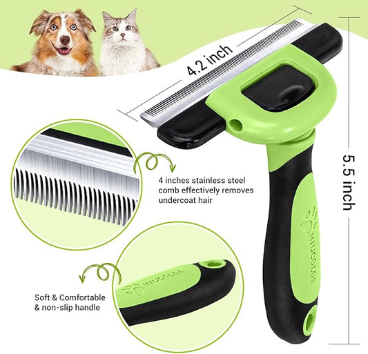 MIU COLOR Pet Grooming Brush, Deshedding Tool for Dogs & Cats, Effectively Reduces Shedding by up to 95% for Short Medium and Long Pet Hair，Apple Green