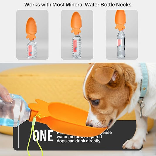Li & Zhao Portable Dog Water Bottle Dispenser - Leak Proof Portable Water Bowl for Dog Foldable Carrot Water Bowl Travel Silicone Pet Dispenser for Puppy Cats Pets Outdoor Walking, Hiking, Travel