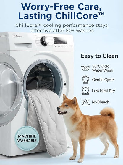 furrybaby Dog Cooling Mat for Large Dogs, 43"x32" Self Cooling Pet Cooling Mat for Dogs & Cats, QMAX>0.5, Thickened Cool Fiber, Cooling pad for Dog Bed, Durable Portable Indoor/Outdoor Summer,Grey
