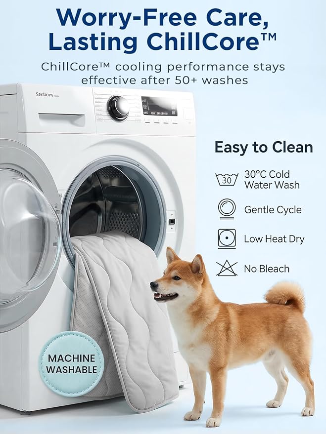 furrybaby Dog Cooling Mat for Large Dogs, 35"x28" Self Cooling Pet Cooling Mat for Dogs & Cats, QMAX>0.5, Thickened Cool Fiber, Cooling pad for Dog Bed, Durable Portable Indoor/Outdoor Summer,Grey