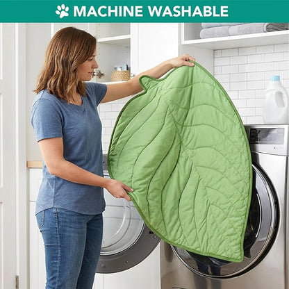 PetAmi Dog Cooling Mat, Leaf Shape, Reversible Cooling Nylon Blanket Soft Fleece Pet Pad for Dogs Cats, Summer All Season Use Q-Max>0.3, Small 32x39 in, Sage Green