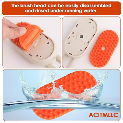 Cat Steam Brush for Shedding & Deshedding - 4-in-1 USB Rechargeable Pet Hair Removal Comb with Water Tank, for Indoor Long/Short Haired Cats & Dogs, Grooming Massage & Cleaning (Khaki)