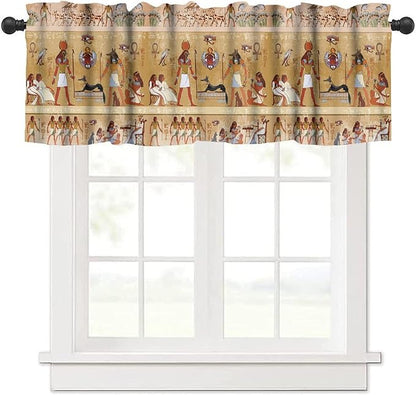 Vintage Ancient Egypt Curtains Valance, Egyptian Culture Mysterious Old Egypt African Pharaoh Theme Window Valance Curtain for Farmhouse Bedroom Living Room Kitchen 54x18inch