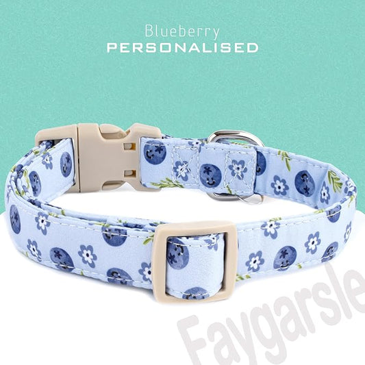 Faygarsle Blueberry Pattern Dog Collar for for Summer Small Medium Large Dogs Light Blue XS