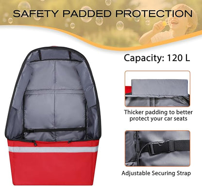 LARIPOP Car Seat Travel Bag for Airplane Gate Check Approved, Padded Backpack with Adjustable Straps, Reflective Strips & Protective Feet for Infant Convertible Booster Seats, Red