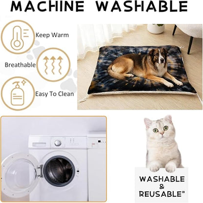Dog Cat Bed Mat Ultra Soft Fluffy Pet Bed Washable Fashion Dog Crate Beds Comfy Comfy Pet Sleeping Pad Suitable for Pet Raised Bed(30"x26",Tie-Dye)
