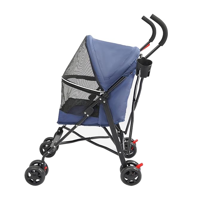 Pet Gear Travel Lite Plus Stroller,Compact Portable Jogger All Terrain Travel Pet Gear, Foldable Lightweight Durable Pet Stroller for Small To Medium Pets Dogs And Cats up to 15 pounds (Bule)