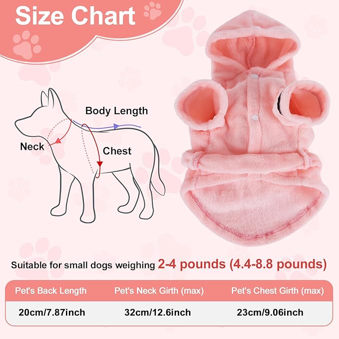 Bathrobe for Teacup Dogs, Dog Bath Robe, Dog Towel Robe, Hooded Dogs Bathrobe Towel Quick Drying and Super Absorbent Bath Towel with Belt(Pink)