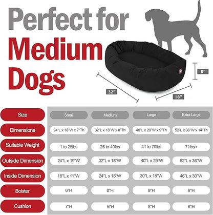 Majestic Pet 32 Inch Suede Calming Dog Bed Washable – Cozy Soft Round Dog Bed with Spine Support for Dogs to Rest their Head - Fluffy Donut Dog Bed 32x23x7 (Inch) - Round Pet Bed Medium – Black (2025)