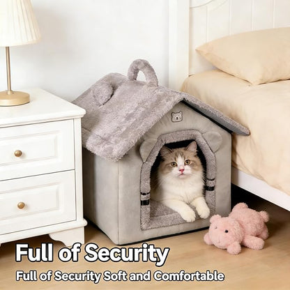 Indoor Cat House, Dog Tent for Indoor, Covered Dog Bed Pet House with Non-Slip Bottom, Indoor Cozy Cave for Kitten, Puppy & Small Pets