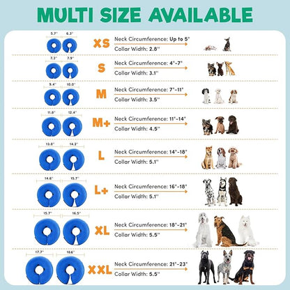BENCMATE Inflatable Dog Cone Collar Alternative, Soft Dog Cone for Small Medium Large Dogs and Cats, Neck Recovery ECollar Donut Collar After Surgery (XXLarge, Navy Blue)