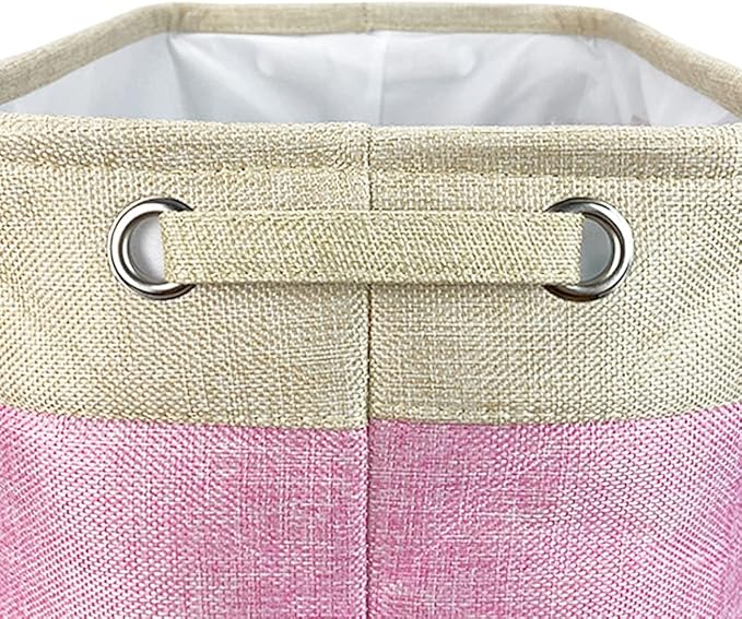Personalized Foldable Storage Basket with Cute Dog Yorkie Collapsible Sturdy Fabric Pet Toys Storage Bin Cube with Handles for Organizing Shelf Home Closet, Pink and White