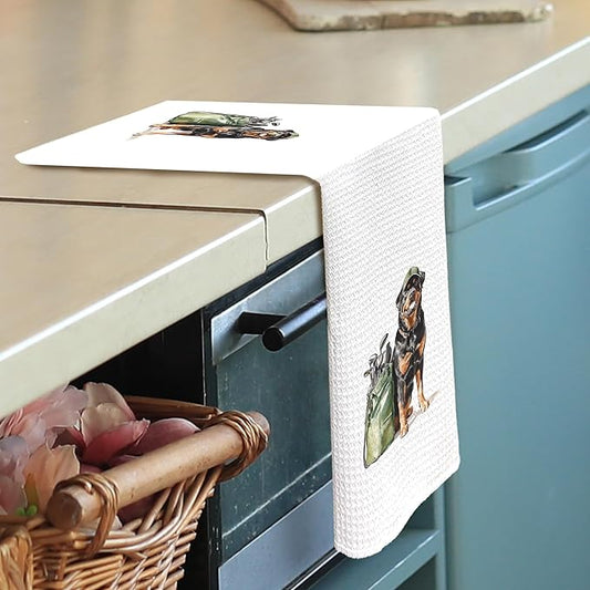 Golf Dog Kitchen Towels - Bernese Mountain Dish Towels, Sports Gifts, Pet Golf Club Decorative Absorbent Dishcloths Hand Towels for Kitchen Gym Spa Decor 16x24 Inches