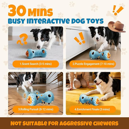 Interactive Treat Dispensing Dog Toys – Adjustable Puzzle Toy to Keep Dogs Busy, Enrichment, Mental Stimulation, Cognitive Fun and Boredom Buster for Puppy Teething, for Small Medium Dogs