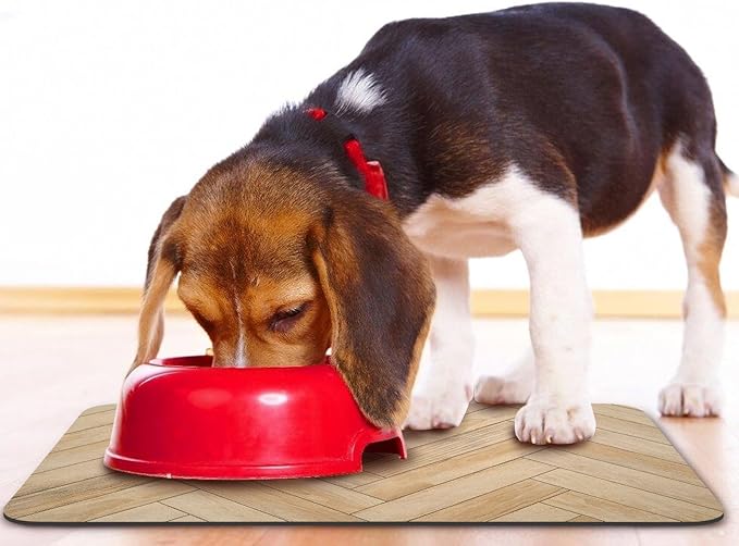 Dog Food Mats for Floors Waterproof, Dog Cat Water Bowl Mats Pet Feeding Absorbent Mat Dog Cat Pet Placemats for Food and Water Wood 24 * 32 inch