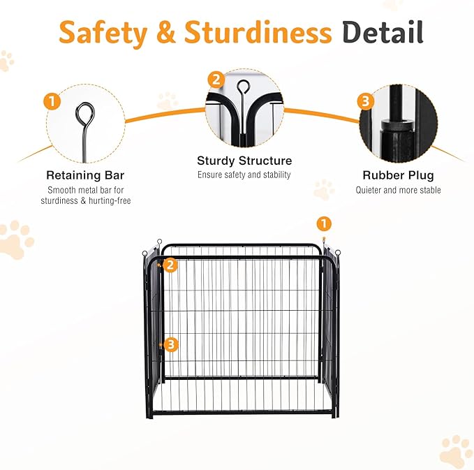 NEWBULIG Dog Playpen for Indoor 24 Inch 4 Panels - Portable Heavy Duty Metal Pet Exercise Pen, Foldable Small Dog Puppy Playpen Fence for Outdoor RV, Camping, Yard, Garden