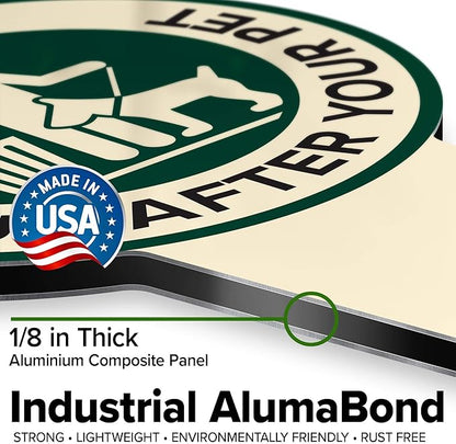 Please Clean Up After Your Pet Sign 11"x21", Heavy Duty Integrated Ground Stakes, Indoor/Outdoor Use, Rust Free Aluminum Composite, Made in USA by My Sign center