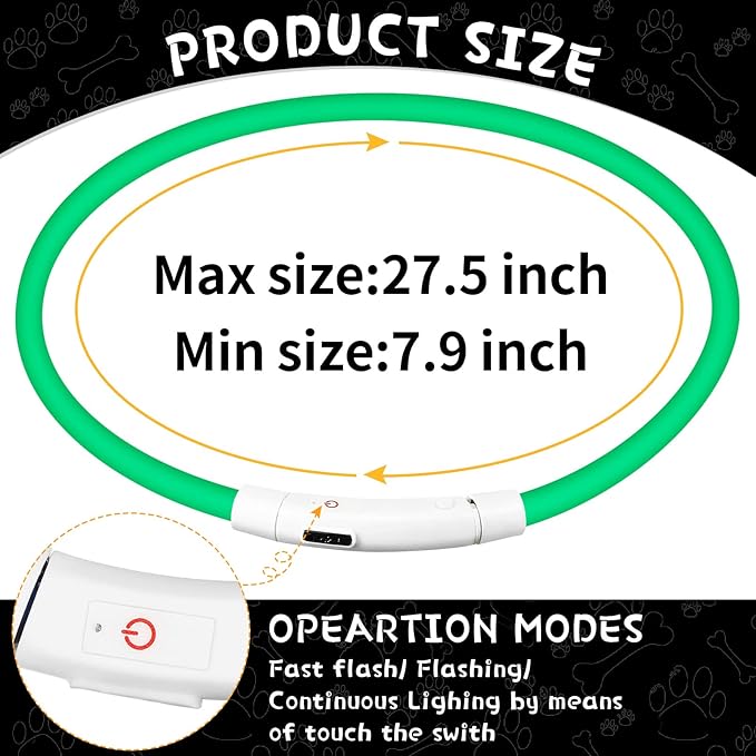Weewooday 3 Pcs Dog Collar USB Rechargeable LED Light up Dog Collar Flash Waterproof Pet Necklace Pet Lights for Night Walking Adjustable Safety Necklace for Large Medium Small Puppy(3 Natural Colors)