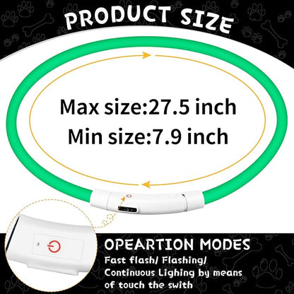 Weewooday 3 Pcs Dog Collar USB Rechargeable LED Light up Dog Collar Flash Waterproof Pet Necklace Pet Lights for Night Walking Adjustable Safety Necklace for Large Medium Small Puppy(3 Natural Colors)
