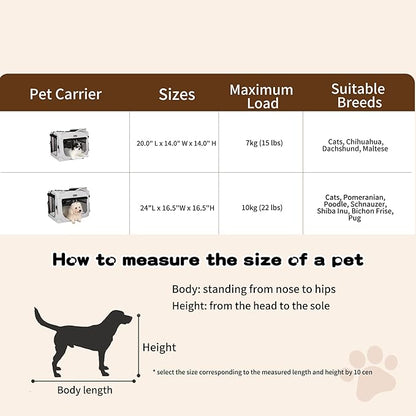 Extra Large Cat Carrier for 2 Cats Collapsible Soft Pet XL Crate for Large/Medium Cats 20lbs Car Travel Portable Bag with Water Bottle Slot For Long Trips (Beige, 24.0"L x 16.5"W x 16.5"H)