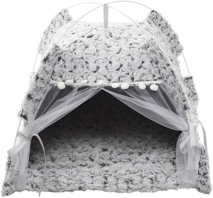 Summer Cat Tent Foldable Pet Teepee Indoor Outdoor Semi-Enclosed Comfortable Cat Nest Small Pet Sleeping Place All-Season Play Tent