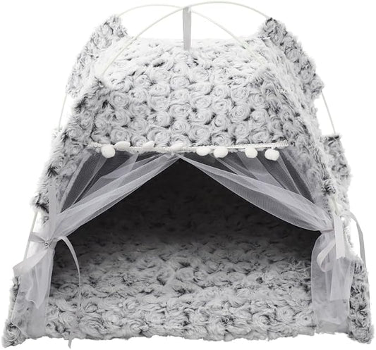 Summer Cat Tent Foldable Pet Teepee Indoor Outdoor Semi-Enclosed Comfortable Cat Nest Small Pet Sleeping Place All-Season Play Tent