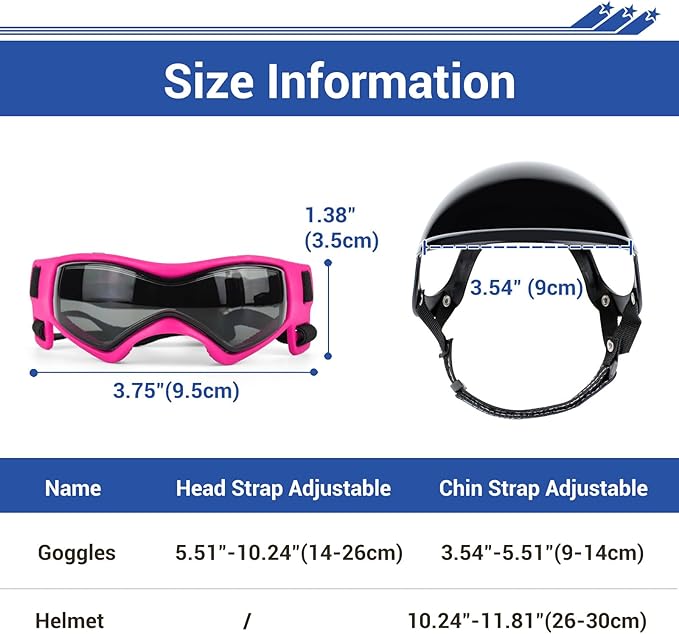 PETLESO Extra Small Dog Helmet and Dog Goggles Set, XS Pet Safety Hat with Ear Holes, Anti-UV Pet Sunglasses, Head & Eyes Protection for Puppy and Adult Cats, Pink