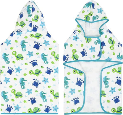 HDE Dog Bathrobe Super Absorbent Quick Drying Puppy Towel Wrap Coat Adjustable After Bath Robes with Hood for Dog Sizes S-XXL Sea Animals XL