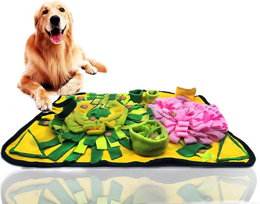 Dogs Snuffle Mat Pet Feeding Mats Puppy Sniffing Pad,Cat Doggies Interactive Puzzle Toys for Multiple Breeds Encourages Natural Foraging Skills,Training and Stress Release (Yellow)