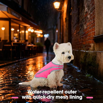 FUAMEY Dog Reflective Vest for Large Dogs,Dog Hunting Vest High-Visibility Dogs Safety Vest for Night Walking Water-Resistant Service Pet Gear Adjustable Outdoor Activities Pink XXL