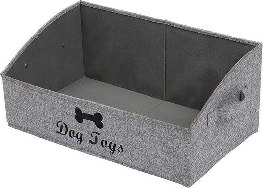 Geyecete Foldable Fabric Trapezoid Organizer Box - Collapsible Basket for Dog Toys (Gray)