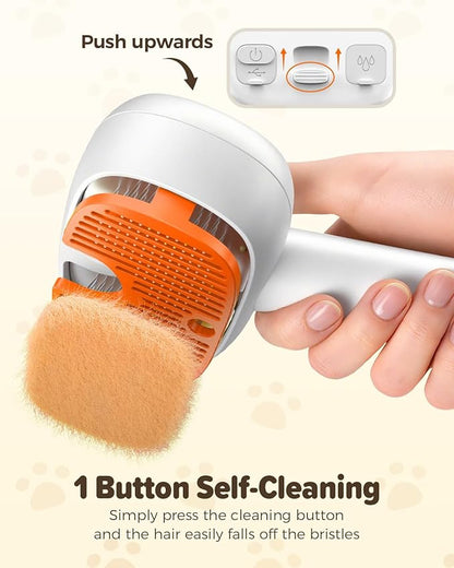 Pet Steam Brush for Dog &Cat, 3-in-1 Self-Cleaning Dog Brush Pet Spray Hair Removal Comb, 2 Spray Modes Rechargeable Deshedding Dog Steam Spray Hair Brush for Shedding Massaging Cleaning (White)