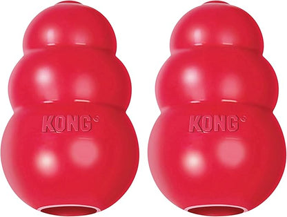 KONG Classic Stuffable Dog Toy - Fetch & Chew Toy for Dogs - Treat-Filling Capabilities & Erratic Bounce for Extended Play Time - Durable Natural Rubber Material - for Medium Dogs (Pack of 2)