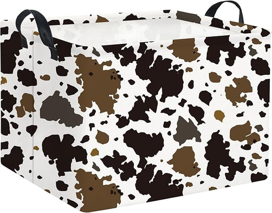 HIYAGON Rectangular Easter Cow Basket - Kids Baby Storage Bin Toy Organizer Box for Boys Room Decor
