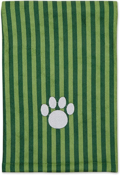 Bone Dry Pet Grooming Towel Collection Absorbent Microfiber X-Large, 41x23.5", Striped Hunter Green