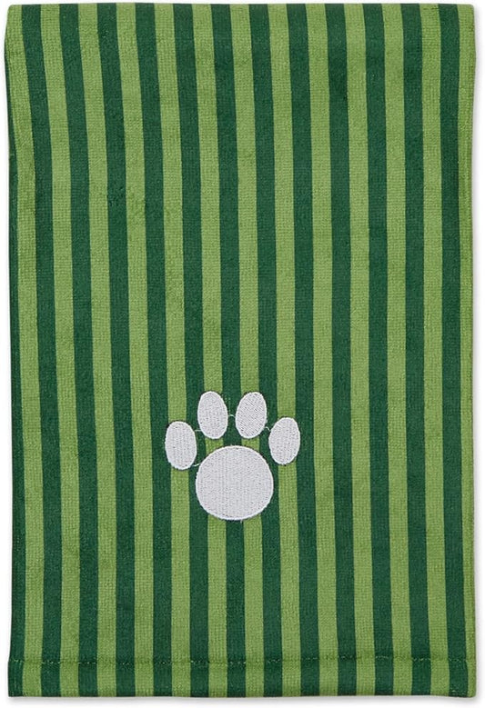 Bone Dry Pet Grooming Towel Collection Absorbent Microfiber X-Large, 41x23.5", Striped Hunter Green