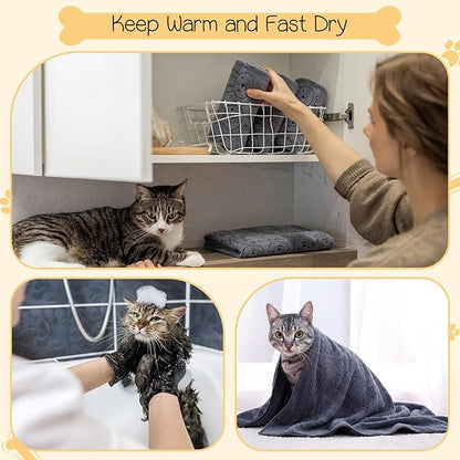 Irenare 12 Pcs Dog Towels Microfiber Pack Bulk, 20 x 40 inch Quick Drying Absorbent Pet Puppy Towels for Drying Small Puppy Dog Cat Pet Kitten Grooming Bathing Shower Travel Supplies(Gray)