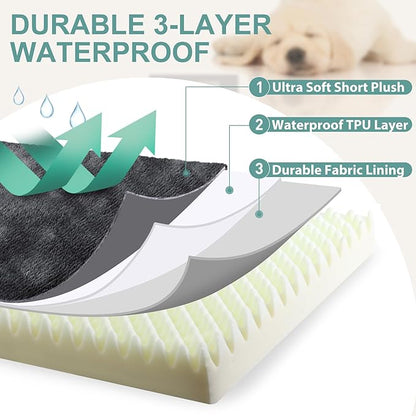 Vonabem Waterproof Small Dog Bed Crate Pad, 24 inch, Outdoor Washable Orthopedic, Anti-Slip Bottom Puppy Cat Bed Kennel Pad 23 * 17 inch, Dark Gray
