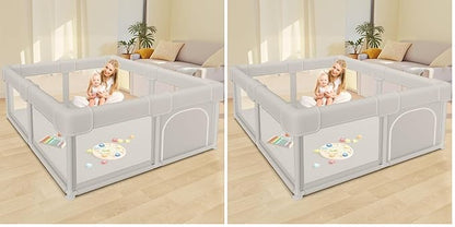 Baby Playpen Baby Playard, Play Pen for Babies and Toddlers with Gate, 50x50 Fence, Sturdy Safety Playpen, Indoor & Outdoor Kids Activity Center (Pack of 2)