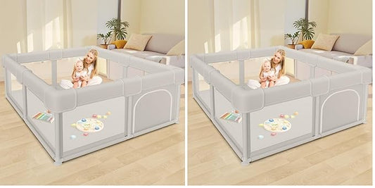 Baby Playpen Baby Playard, Play Pen for Babies and Toddlers with Gate, 50x50 Fence, Sturdy Safety Playpen, Indoor & Outdoor Kids Activity Center (Pack of 2)