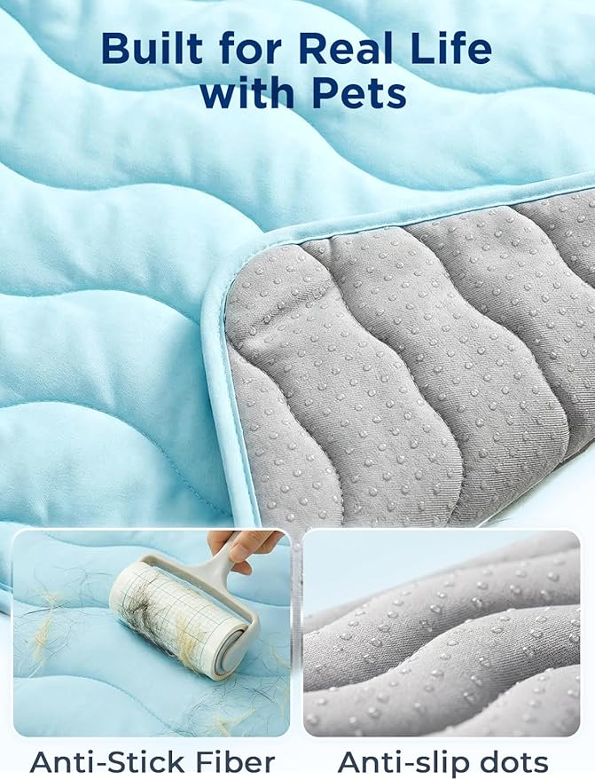furrybaby Dog Cooling Mat for Large Dogs, 30"x20" Self Cooling Pet Cooling Mat for Dogs & Cats, QMAX>0.5, Thickened Cool Fiber, Cooling pad for Dog Bed, Durable Portable Indoor/Outdoor Summer,Blue