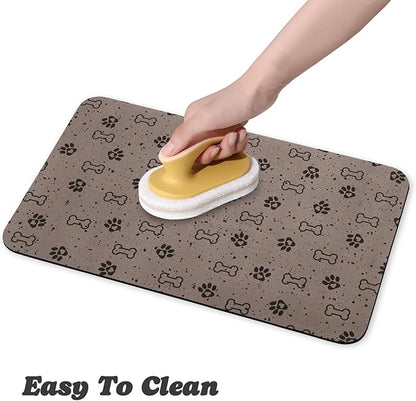 Dog Food Mats,Cat Absorbent Water Bowl Feeding Mats Pet Placemats for Food and Water Spot 17 * 30 inch